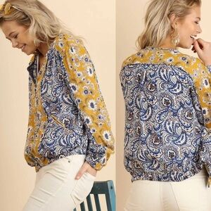 Umgee Paisley Floral Bomber Jacket